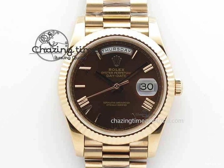 1226 Sophisticated Day-Date 40mm 228239 RG Noob 1:1 Best Edition Brown Roman Dial On RG President Bracelet A 3707